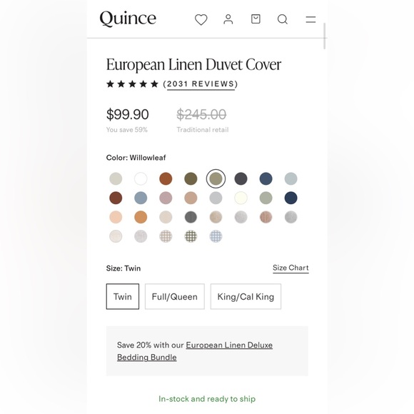 Quince European Linen Duvet - Picture 3 of 4